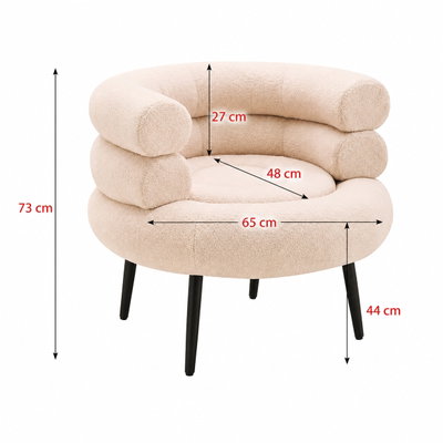 كرسي مفرد قماش، 48x44x73 سم، شكل سحابة - بيج product image 3