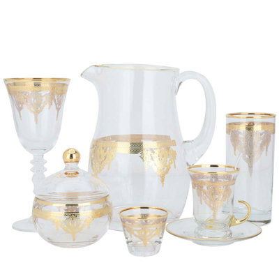 طقم كريستال السيف غاليري، تركي، نقش ذهبي، 75 قطعة - شفاف product image 2
