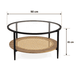 طقم طاولات زجاج و معدن، 5 قطع - اسود بني product image 2