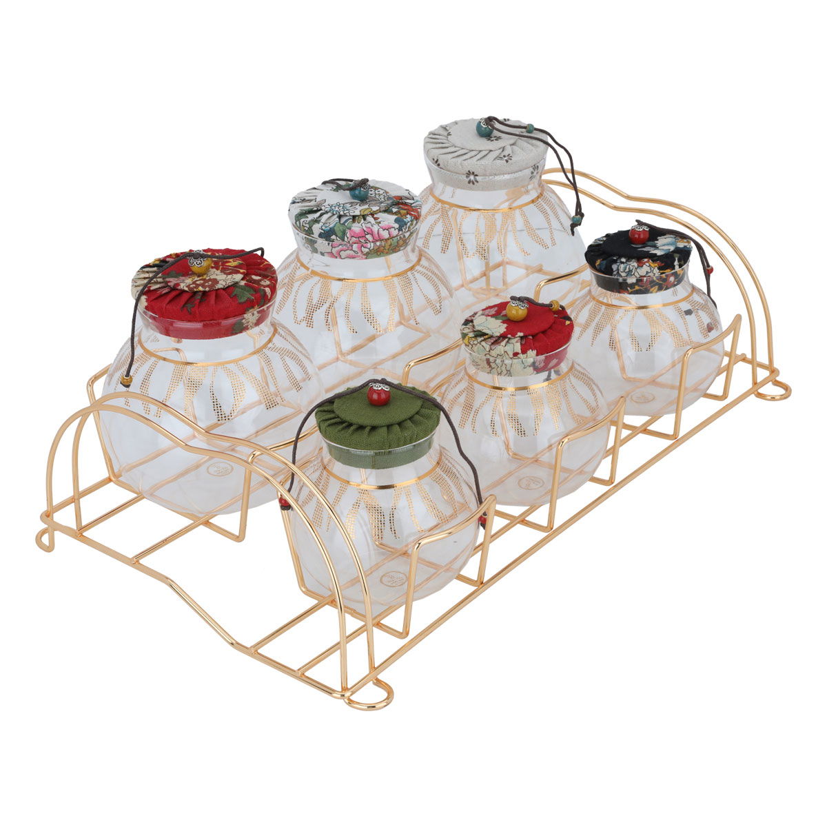 Al Saif Gallery glass box set, 7 pieces, gold-coloured stand product image 2