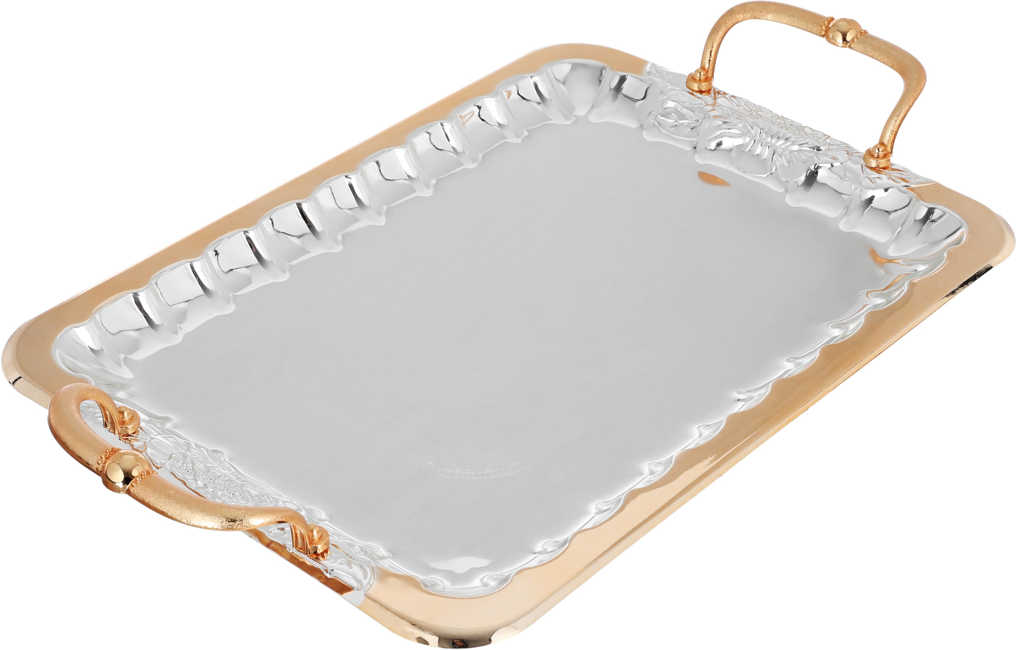 Al Saif Gallery tofaria set with golden edges, 3 pieces, rectangular - silver product image 2