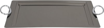 Al Saif Gallery Steel Serving Tray, 38x24.7x1 cm - Glossy Black Silver product image 2