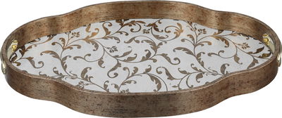 Al Saif Gallery Glass Serving Set, 2 Pieces, Wooden Frame - Gold Pattern product image 3