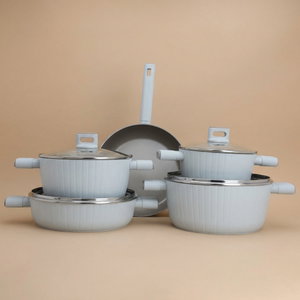 Robust aluminum cookware set with glass lid, 9 pieces - grey product image