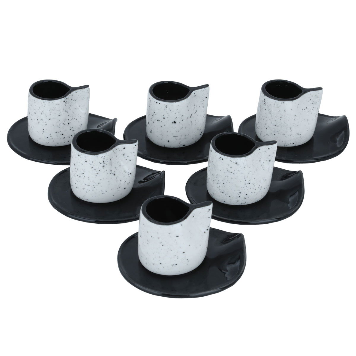 Al Saif Gallery porcelain coffee cups set, 12 pieces - black white product image 2