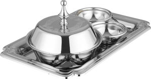 طقم تقديم تمرية فرح استيل سيف بلص، 5 قطع، 26x16x2 سم - فضي product image