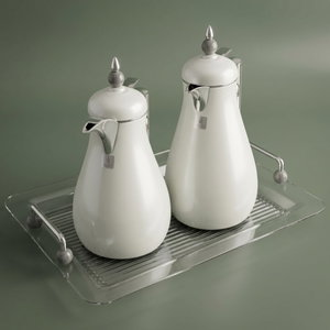 Al Saif Gallery Crystal Thermos Set, 1/0.7 litre, tofaria, thermal glass inner container, steel outer shell - white product image
