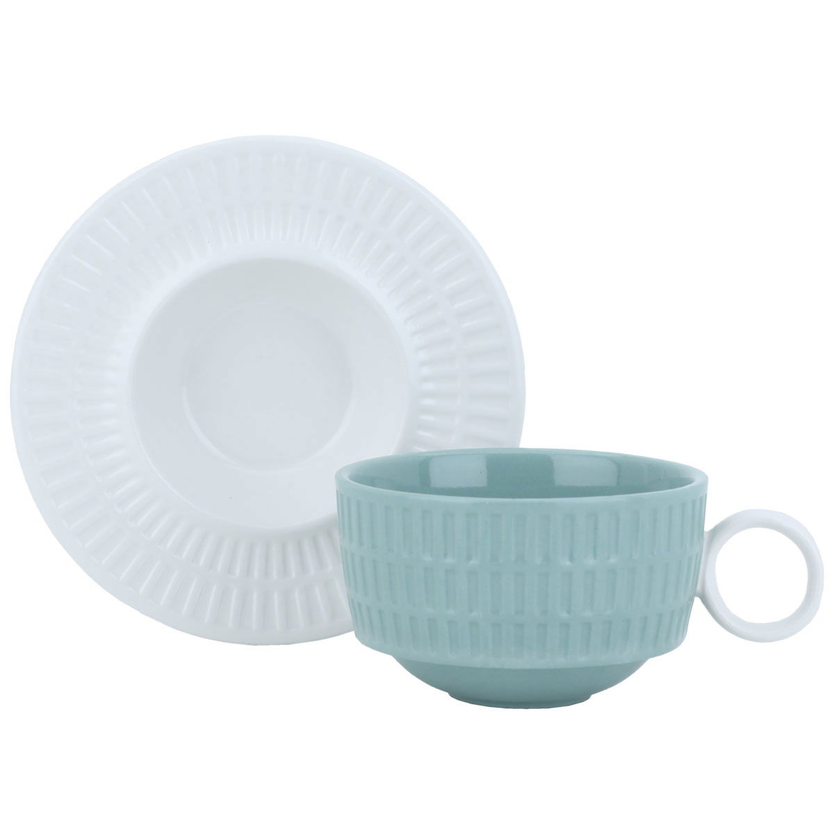 Al Saif Gallery Ceramic Coffee Cup Set, 12 Pieces - Green White product image