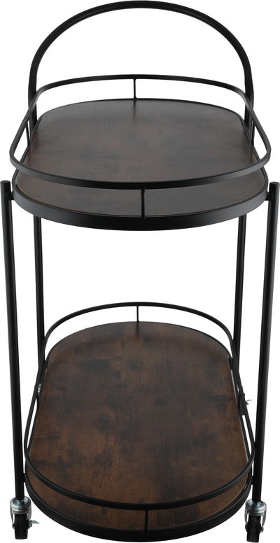 Al Saif Gallery Wooden Serving Trolley, Steel Handle, Two-Tier - Black Brown product image 3