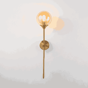 Aluminum and glass wall light, E27 bulb base, 60x15 cm - Gold product image