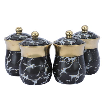 Al Saif Gallery Porcelain Spice Box Set, 7 Pieces - Black Gold product image 3