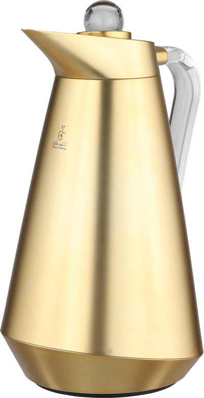 Al Saif Gallery Tarif Thermos Set, 1/0.7 Liter, Glass Interior, 2 Pieces, Transparent Handle, Push-Button Lid - Gold product image 5