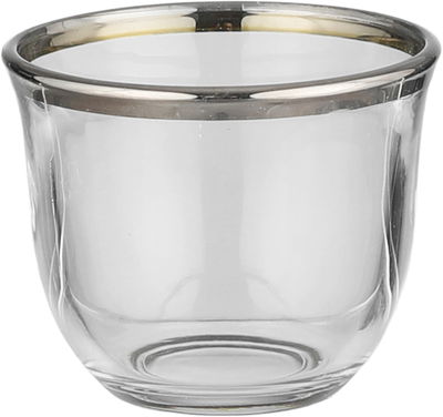 طقم فناجين قهوة مع تمرية زجاج رويال جلاس، 8 قطع، 13x13x11 سم - شفاف فضي product image 4