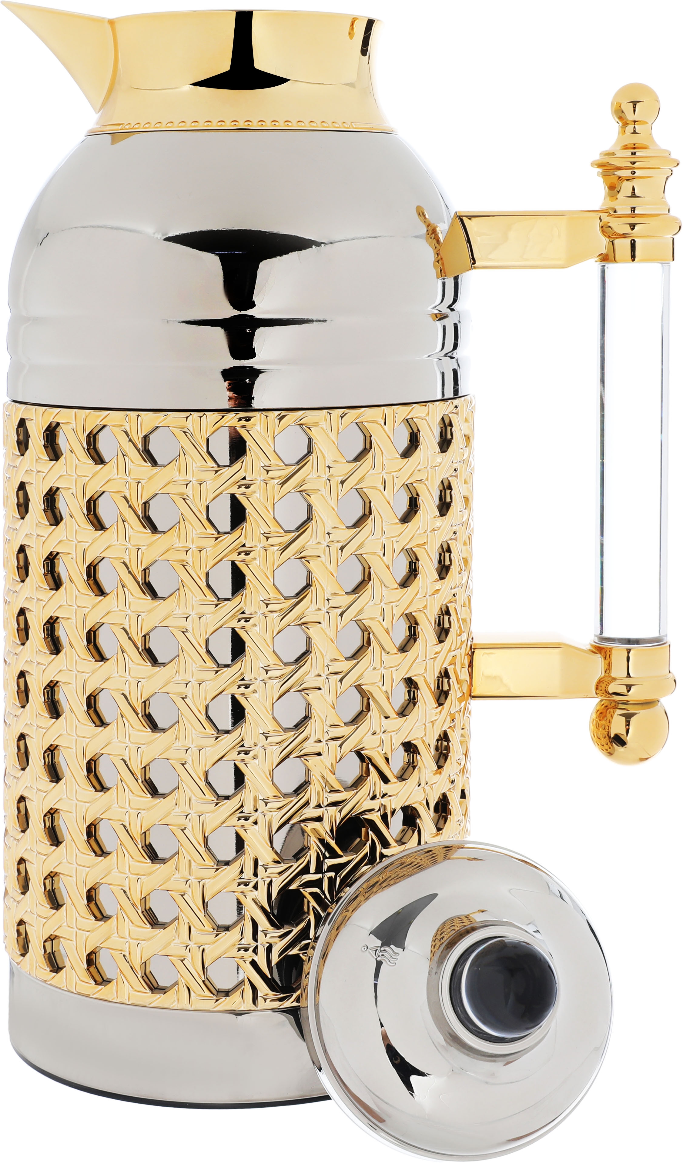Al Saif Gallery Sarah thermos set, 1 liter, transparent handle, thermal glass inner case, steel outer shell - silver product image 5