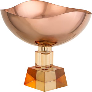 ستاند تقديم ستانلس استيل السيف غاليري، 20x20x18 سم، قاعدة مربع زجاج، دائري- نحاسي product image 2