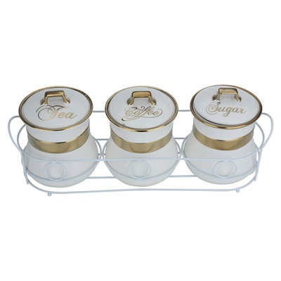 طقم علب بهار بورسلان السيف غاليري، بخط مذهب، عدد 3، بستاند - أبيض product image 3