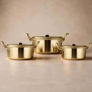 طقم قدور الومنيوم سيف بلص، 6 قطعة، حجم كبير - ذهبي مطفي product image