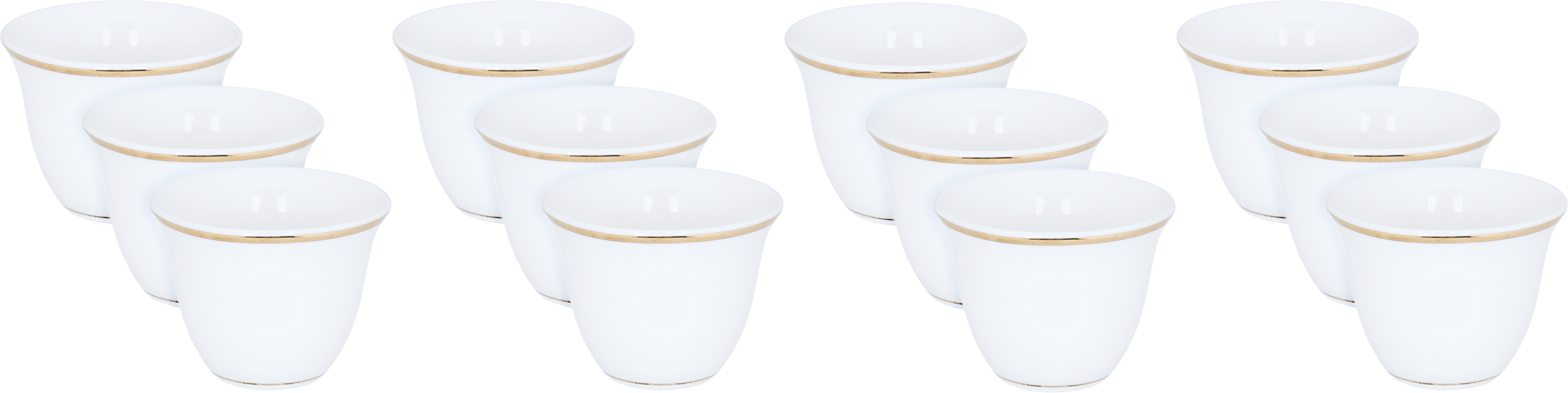 Al Saif Gallery Arabic coffee cups set, 12 pieces, 100 ml, gold-white rims product image