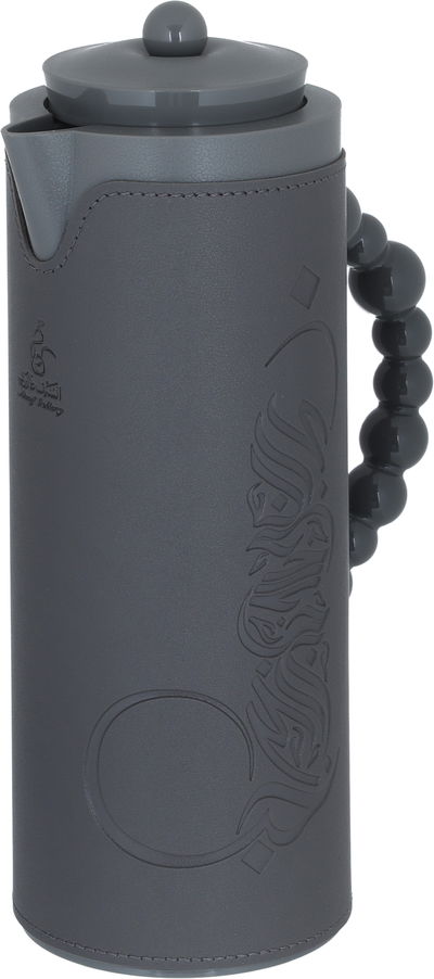 Al Saif Gallery Royal 7 glass thermos, 1 liter, plastic outer shell with leather cover - gray product image 3