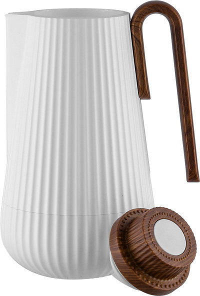 Glory Sumo Thermos, 1 liter, wooden handle, glass interior, pusher - white wooden product image 5