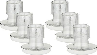 طقم بيالات زجاج السيف غاليري، 11سم، 12 قطعة، صحون بورسلان - أبيض رمادي product image 1