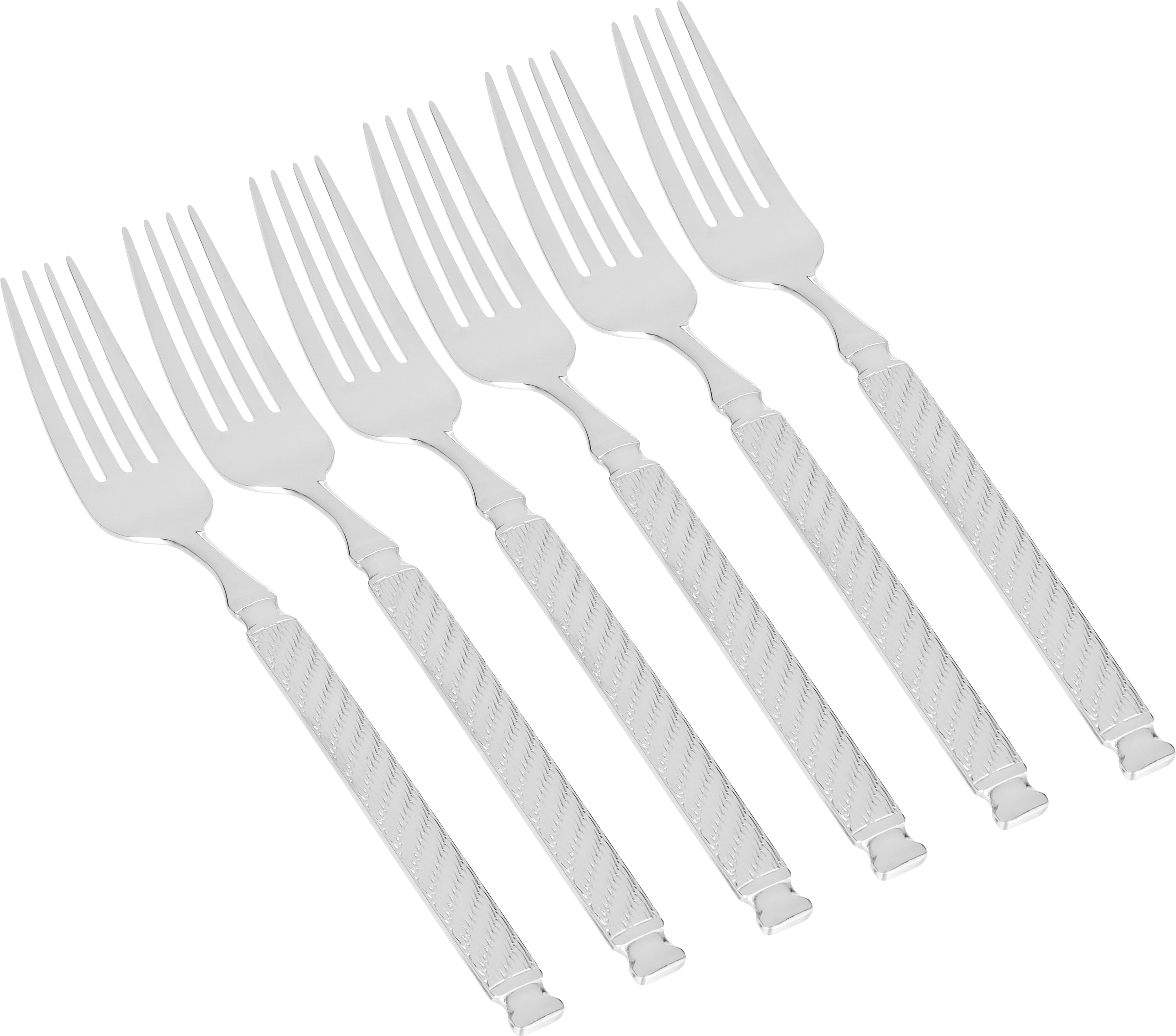 Al Saif Gallery steel fork set, 6 pieces, engraved - silver product image
