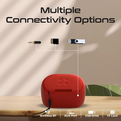 مكبر صوت بروميت، 5 واط، معيارمقاومة للماء IPX4، يدعم البلوتوث - احمر product image 4