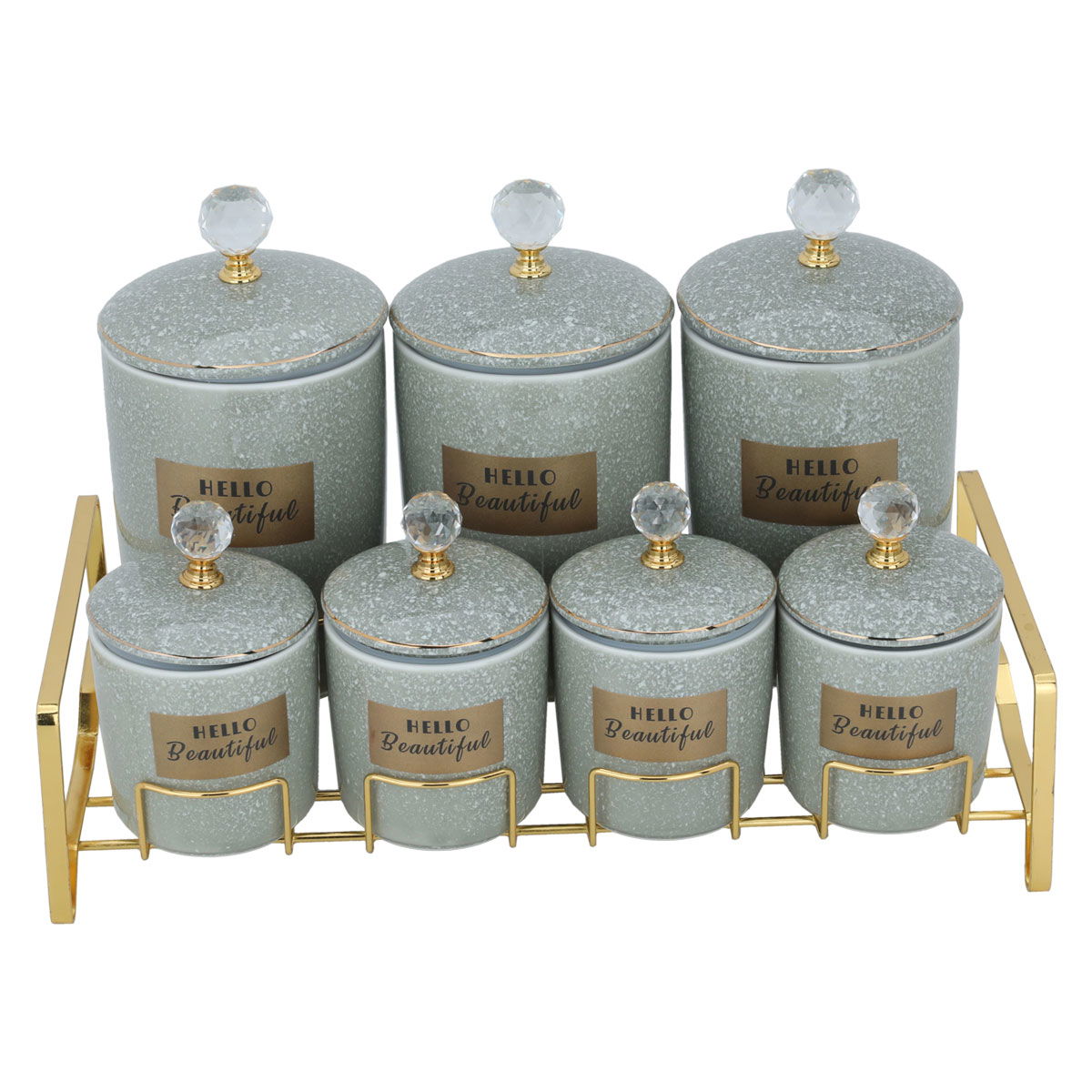 Al Saif Gallery porcelain box set, 8 pieces, gold-gray stand product image 2