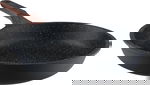 Robust Granite cookware set with glass lid, wooden handle, 7 pieces - black product image 5