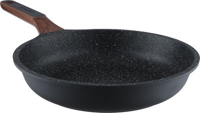 Robust Granite cookware set with glass lid, wooden handle, 7 pieces - black product image 5