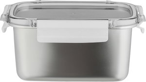 علبة تخزين ستانلس استيل الصحاح، 19x12x10 سم، غطاء بلاستيك، قفل - فضي شفاف product image