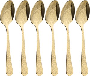 طقم ملاعق شاي استيل السيف غاليري، 6 قطع، منقوش - ذهبي product image