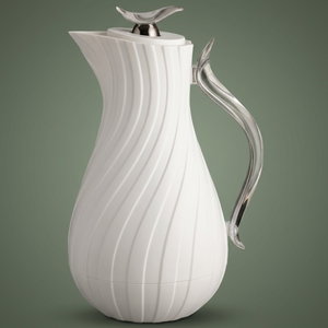 Glory Layal Thermos, 1 Liter, Glass Interior, Transparent Handle, Push-Button Lid - White product image