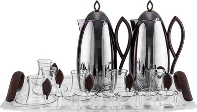 طقم ترامس العلا السيف غاليري، 21 قطعة، مع طوفرية، اكواب شاي و قهوة - فضي بني product image 1