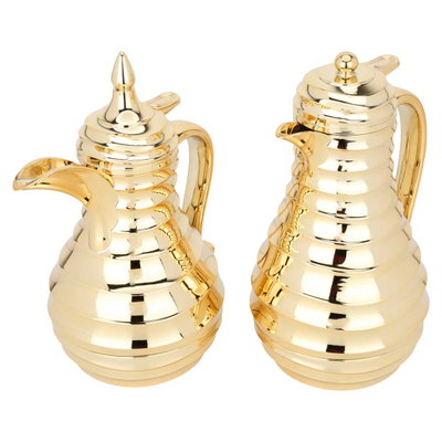 Al Saif Gallery Thermal Glass Thermos Set, 2 Pieces, 1/0.75 Liter - Gold product image 2