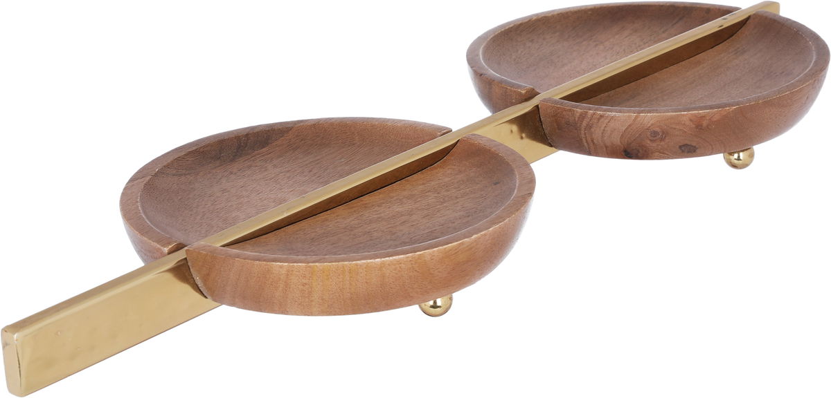 Al Saif Gallery Wooden Sweet Plate, 2 Plates, 46 x 17 x 4 cm - Golden Brown product image 2