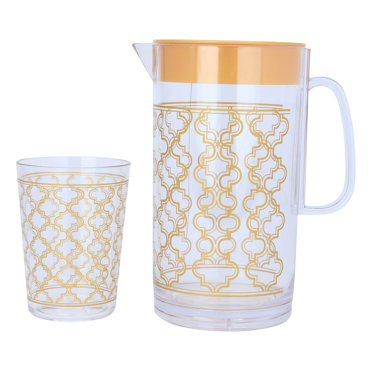 Al Saif Gallery Glass Cups and Cups Set, Gold Embossed, 5 Pieces - Transparent product image