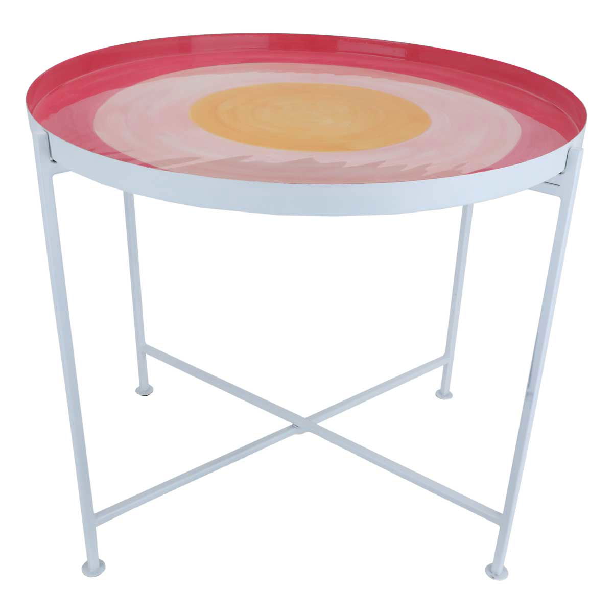Steel Al Saif Gallery serving table, 57 x 57 x 49 cm, pink top, with legs - white product image 2