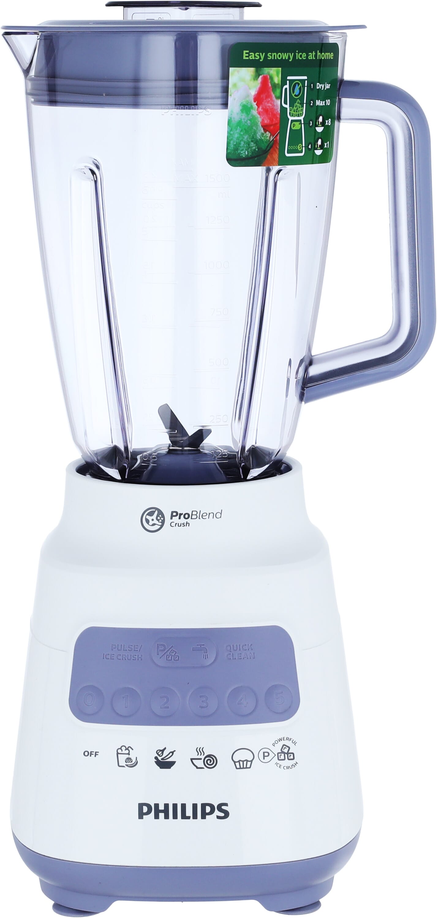 خلاط كهربائي فيليبس، 700 واط، 1.5 لتر، 5 سرعات - أبيض product image 2