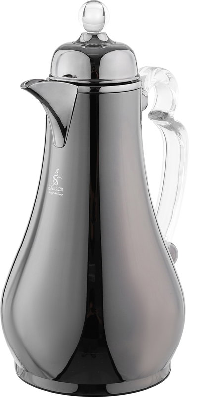 Al Saif Gallery Asalah Thermos Set, 2 pieces, 1/1 liter, glass interior, transparent handle, push-button - Black product image 5