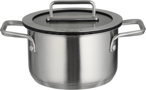 Robust stainless steel cooking pot, 16 x 9.5 cm, glass lid - transparent silver product image 2