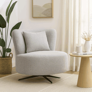 Modern Metal Chair, 85×80×75 Cm, Boucle Fabric - Gray product image 2