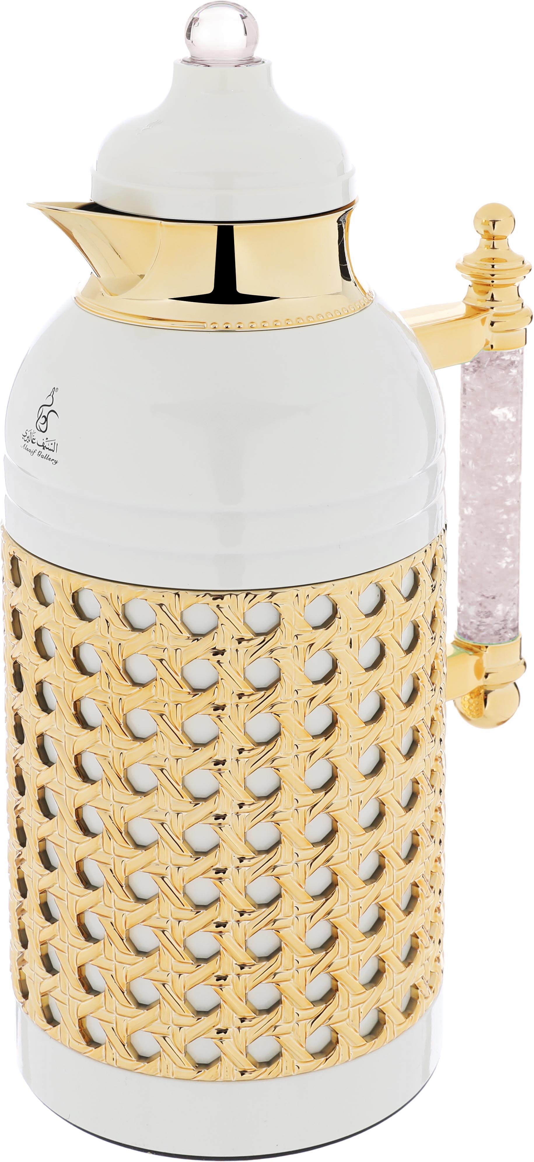 Al Saif Gallery Sarah thermos set, 1 liter, crystal handle, thermal glass inner case, steel outer case - pearl product image 6