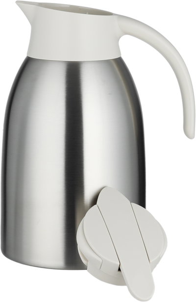 Aura Thermos, 1.6 Liter, Stainless Steel Inner Container, Stainless Steel/Plastic Outer Body, Push Button - Creamy Silver product image 5