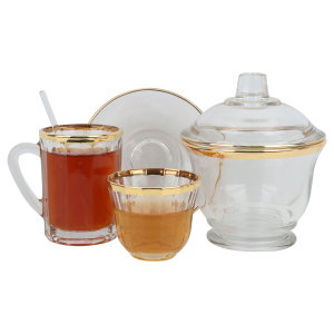طقم بيالات شاي وفناجين وقهوة زجاج السيف غاليري، 50 قطعة - شفاف product image