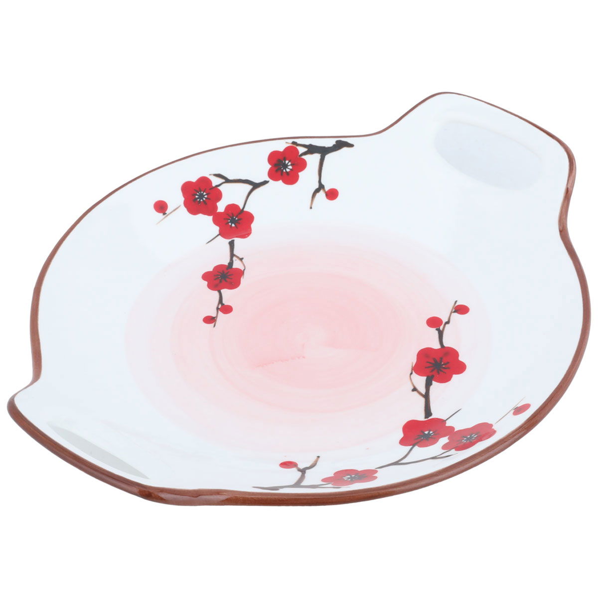 Al Saif Gallery porcelain plate, 9.25 inches, flower pattern, handle - white product image