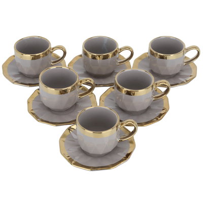 طقم فناجين قهوة تركي مع صحون بورسلان السيف غاليري، 12 قطعة - موف ذهبي product image 2