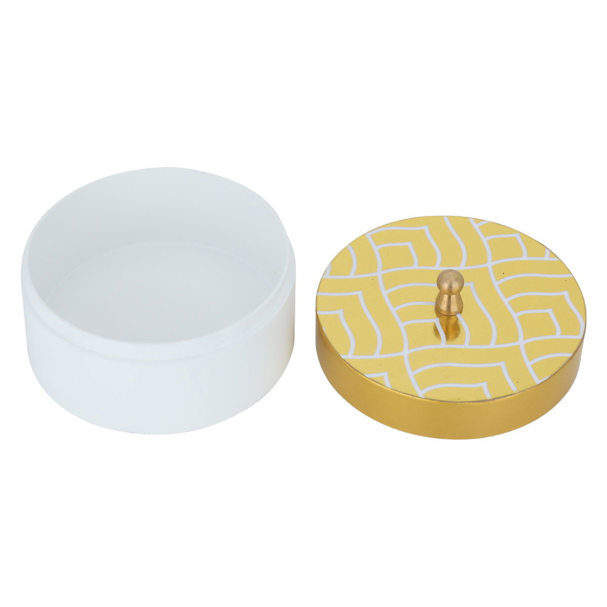 Alsaif Gallery Wooden Date, 11x11x8 cm, Round, with Engraved Gold Lid - White product image 3