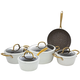 طقم قدور جرانيت روكي، 9 قطع، غطاء زجاجي - بيج product image 2
