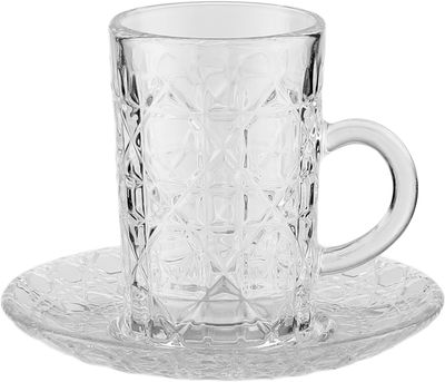 طقم بيالات و فناجين زجاج البيت الذهبي، 36 قطعة - شفاف product image 3